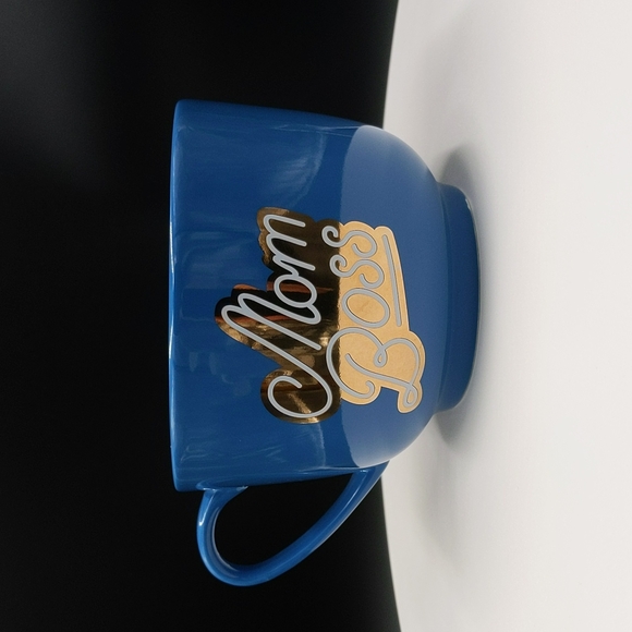 Mom Boss Coffee Tea Mug Paper Source Large Blue Metallic Gold - Picture 2 of 7